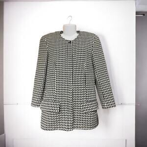 Moods by Krizia Women's B/W Houndstooth Wool Blend Button Front Blazer SZ 10 VTG